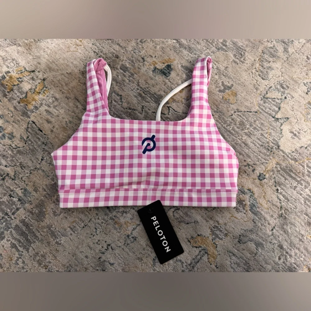 Peloton Pink Checkered Diaper Cover BNWT SIZE S